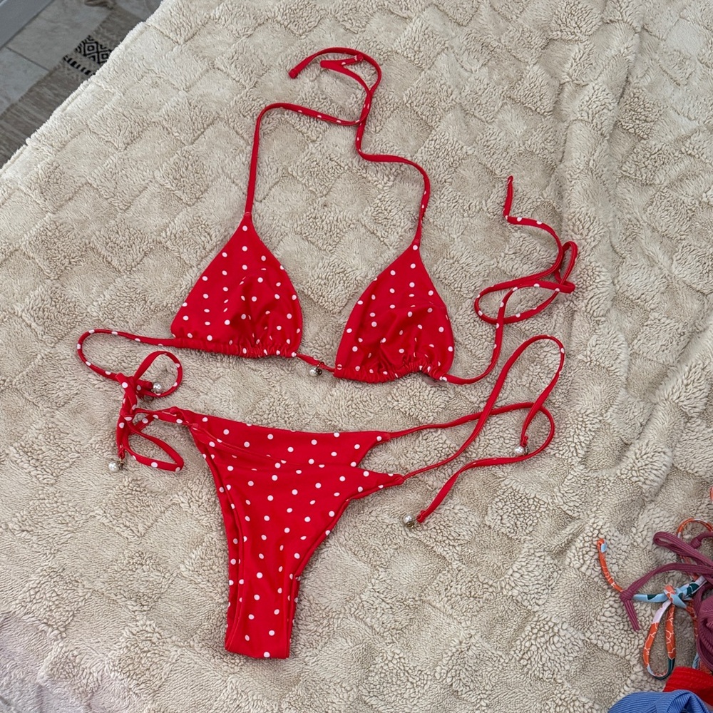 Red Polka Dot Bikini Set